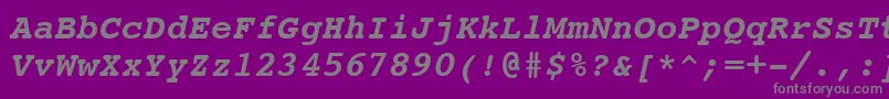 フォントCourierBoldItalicSwa – 紫の背景に灰色の文字