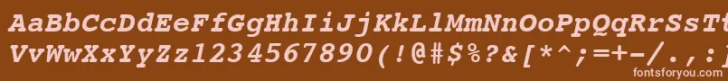 Czcionka CourierBoldItalicSwa – różowe czcionki na brązowym tle