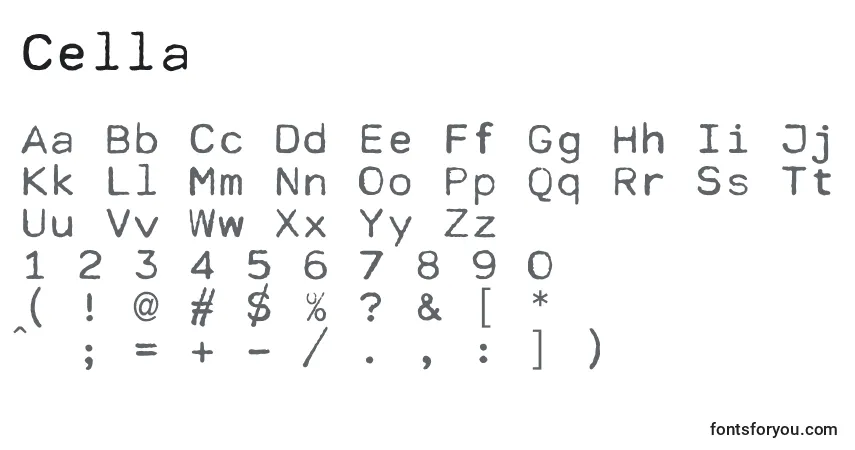 Шрифт Cella – алфавит, цифры, специальные символы