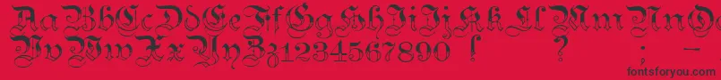 Weitere Informationen zur Teutonic3-Schriftart Teutonic3-Schriftart – Schwarze Schriften auf rotem Hintergrund