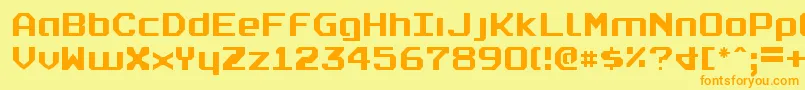 フォントRealpolv2 – オレンジの文字が黄色の背景にあります。