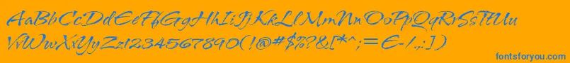 AriditcTt-Schriftart – Blaue Schriften auf orangefarbenem Hintergrund