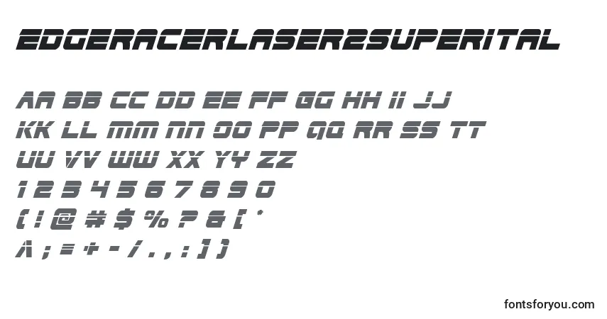 Schriftart Edgeracerlaser2superital – Alphabet, Zahlen, spezielle Symbole