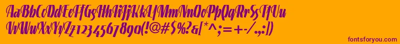 LinotypegneisenauetteBoldalt-Schriftart – Violette Schriften auf orangefarbenem Hintergrund