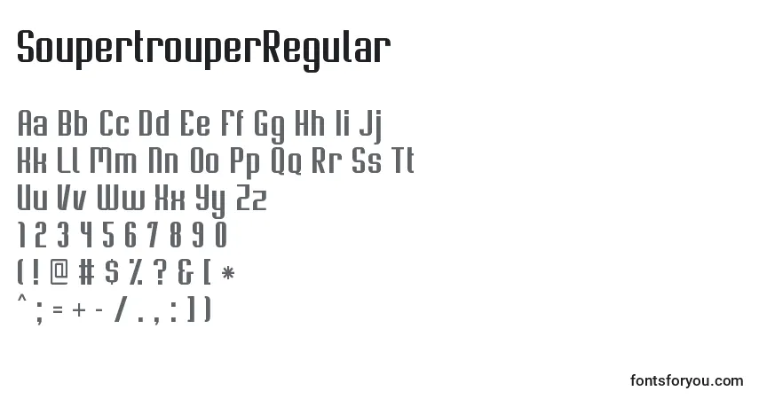 Czcionka SoupertrouperRegular – alfabet, cyfry, specjalne znaki
