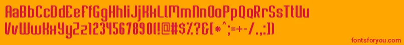 SoupertrouperRegular-Schriftart – Rote Schriften auf orangefarbenem Hintergrund