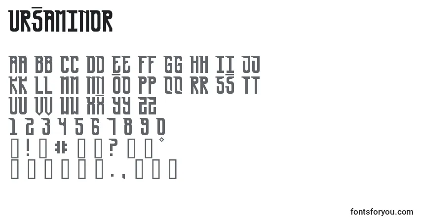 A fonte UrsaMinor – alfabeto, números, caracteres especiais