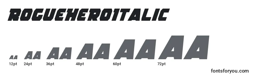 RogueHeroItalic Font Sizes