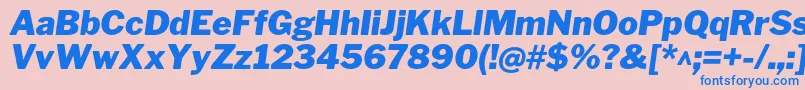 Fonte LibrefranklinBlackitalic – fontes azuis em um fundo rosa