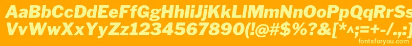 Fonte LibrefranklinBlackitalic – fontes amarelas em um fundo laranja