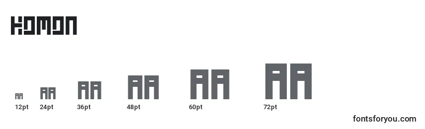 Homon Font Sizes
