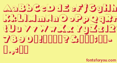 Tricorneoutlinessk font – Red Fonts On Yellow Background