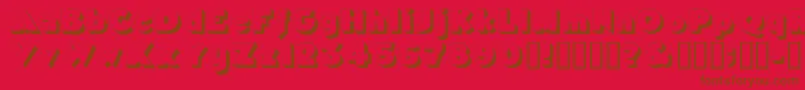 フォントTricorneoutlinessk – 赤い背景に茶色の文字