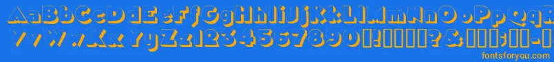 フォントTricorneoutlinessk – オレンジ色の文字が青い背景にあります。