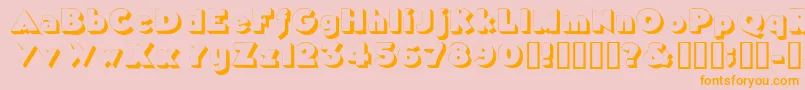 フォントTricorneoutlinessk – オレンジの文字がピンクの背景にあります。