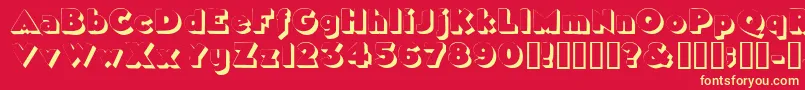 フォントTricorneoutlinessk – 黄色の文字、赤い背景