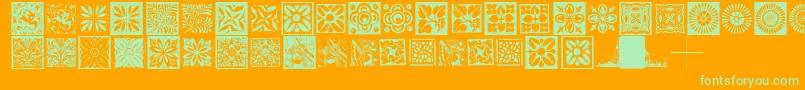 Typobackgrounds-Schriftart – Grüne Schriften auf orangefarbenem Hintergrund