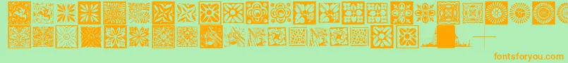 Typobackgrounds-fontti – oranssit fontit vihreällä taustalla