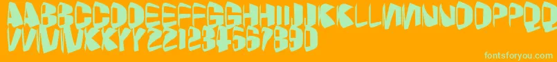 Foldz-Schriftart – Grüne Schriften auf orangefarbenem Hintergrund