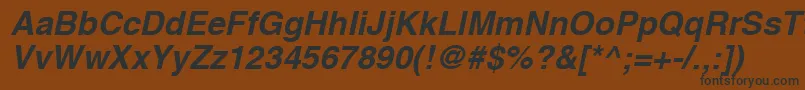 HelveticaLtBoldOblique-Schriftart – Schwarze Schriften auf braunem Hintergrund