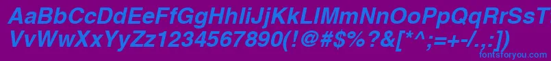 HelveticaLtBoldOblique Font – Blue Fonts on Purple Background