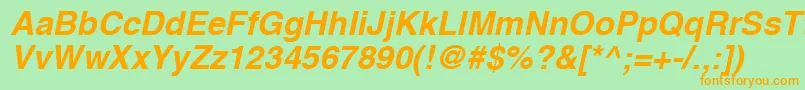 HelveticaLtBoldOblique Font – Orange Fonts on Green Background