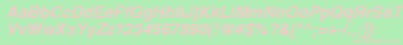 Fonte HelveticaLtBoldOblique – fontes rosa em um fundo verde