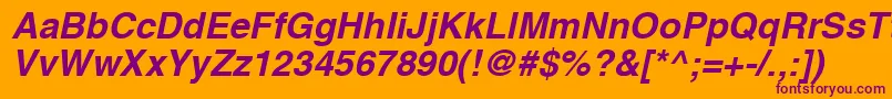 HelveticaLtBoldOblique Font – Purple Fonts on Orange Background