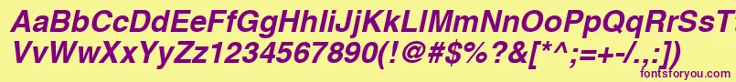 HelveticaLtBoldOblique Font – Purple Fonts on Yellow Background