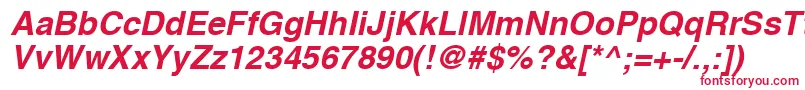 Fonte HelveticaLtBoldOblique – fontes vermelhas em um fundo branco