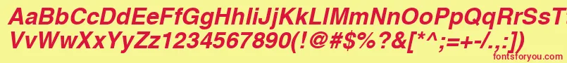 Czcionka HelveticaLtBoldOblique – czerwone czcionki na żółtym tle