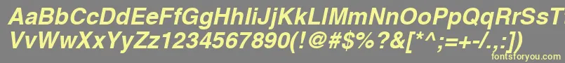 HelveticaLtBoldOblique-Schriftart – Gelbe Schriften auf grauem Hintergrund