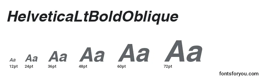 Размеры шрифта HelveticaLtBoldOblique