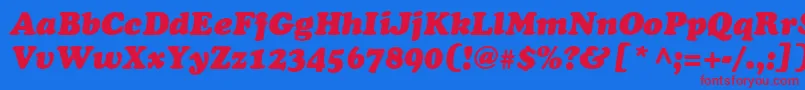 AgcoopercyrItalic-Schriftart – Rote Schriften auf blauem Hintergrund