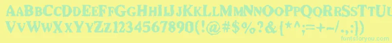 DurianRepublik-Schriftart – Grüne Schriften auf gelbem Hintergrund