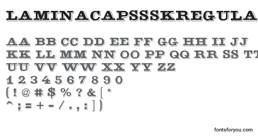 A fonte LaminacapssskRegular – alfabeto, números, caracteres especiais