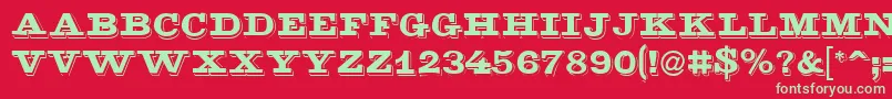 LaminacapssskRegular Font – Green Fonts on Red Background