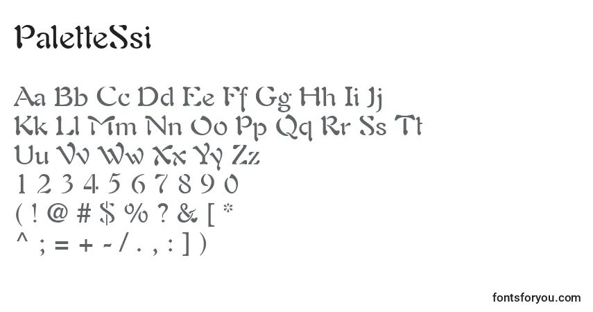 A fonte PaletteSsi – alfabeto, números, caracteres especiais