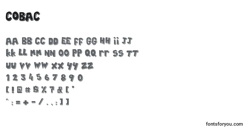 Шрифт Cobac – алфавит, цифры, специальные символы