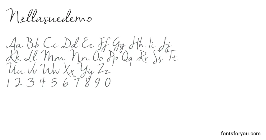 Schriftart Nellasuedemo – Alphabet, Zahlen, spezielle Symbole