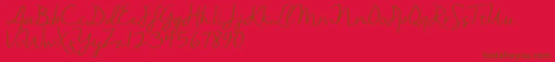 Nellasuedemo Font – Brown Fonts on Red Background