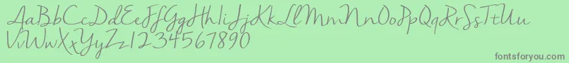 Nellasuedemo-Schriftart – Graue Schriften auf grünem Hintergrund