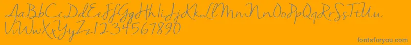 Nellasuedemo-Schriftart – Graue Schriften auf orangefarbenem Hintergrund