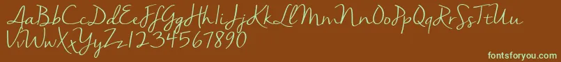 Nellasuedemo Font – Green Fonts on Brown Background