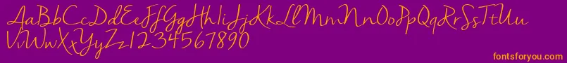 Nellasuedemo Font – Orange Fonts on Purple Background