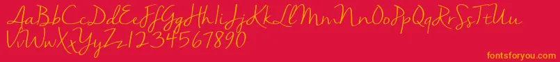 Nellasuedemo Font – Orange Fonts on Red Background