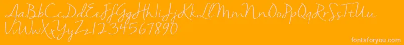 Nellasuedemo Font – Pink Fonts on Orange Background