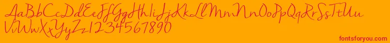 Nellasuedemo Font – Red Fonts on Orange Background