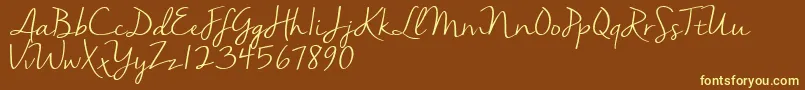 Nellasuedemo Font – Yellow Fonts on Brown Background