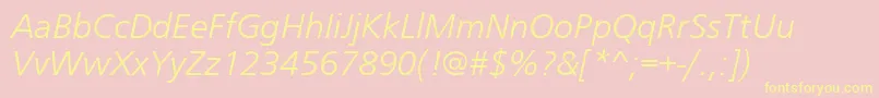 FrugalSansLightItalic Font – Yellow Fonts on Pink Background